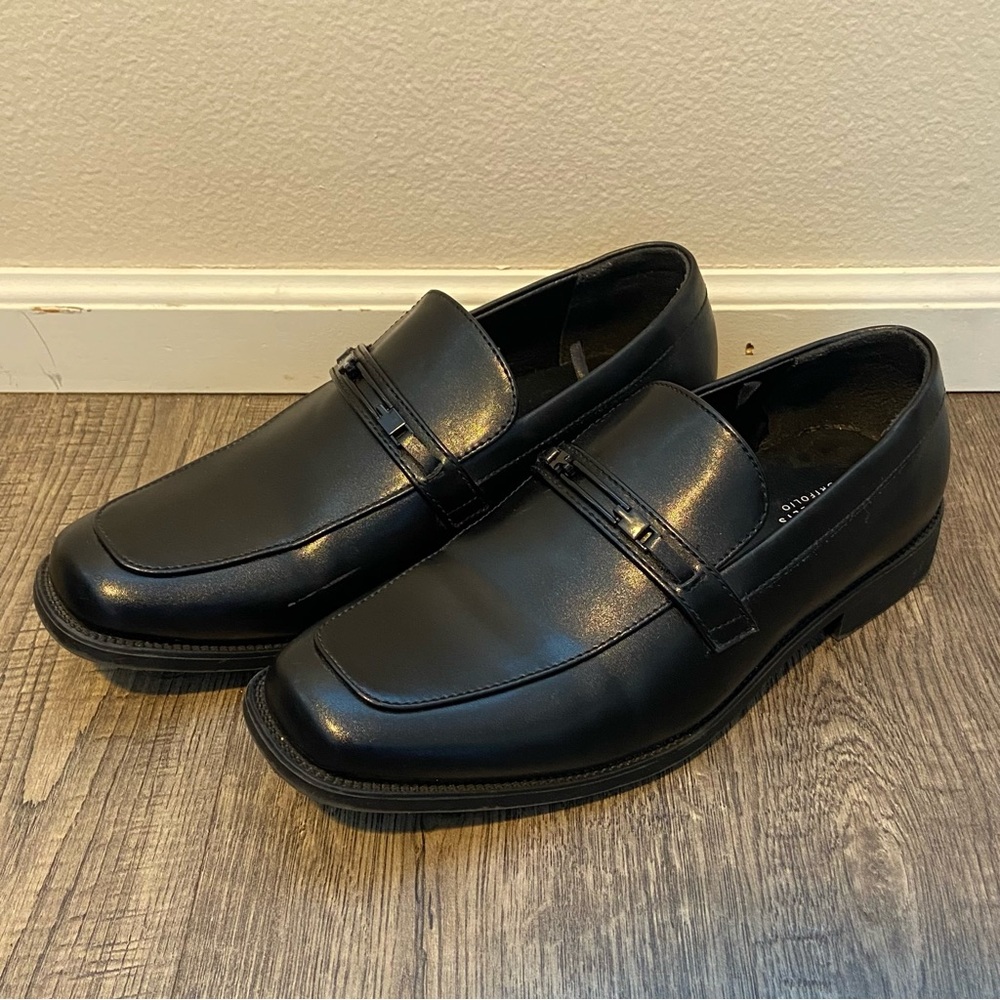 Perry Ellis Shoes Men’s Size 5 Black Faux Leather Slip On Loafers Formal Wear